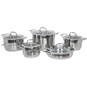 Gourmet Chef 10 Piece Stainless Steel Cookware Set.