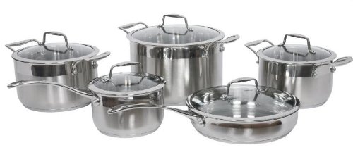 Gourmet Chef 10 Piece Stainless Steel Cookware Set. 