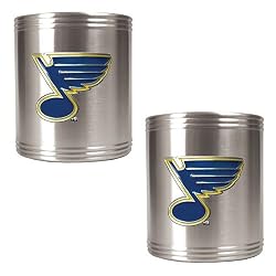 St. Louis Blues NHL 2pc Stainless Steel Can Holder Set- Primary Logo by Great American Products