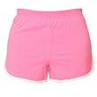 Solid PINK retro jersey white side stripe sport short with elastic waist