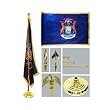 Michigan 4ft x 6ft Flag telescoping Flagpole Base and Tassel