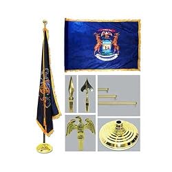 Michigan 4ft x 6ft Flag telescoping Flagpole Base and Tassel