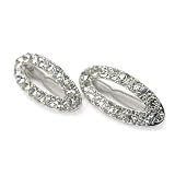 Clear Crystal Oval Barrette Hair Accessory -- 2 pc Set