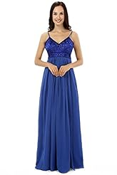 V-neck  Beaded Backless Pleated Sequined  Lace-Up Chiffon Spaghetti Strap Evening Dress  With Rhinestones and Ruffles