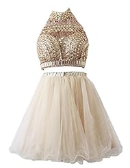 Junior  Crystal Chiffon/Tulle Halter Homecoming Dress/Party Dress  With Rhinestones