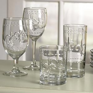 Set of 4 Fleur-De-Lis Glassware- Ballard Designs