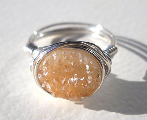 925 Sterling Silver Druzy Quartz Agate Ring Size 6