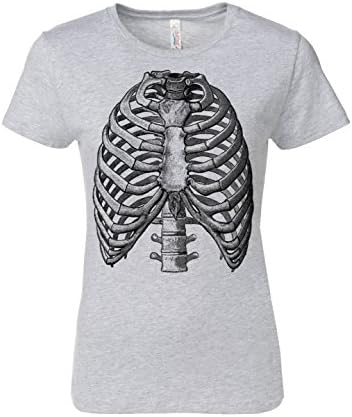 Mission Thread Clothing Junior Womens Ribs Anatomy T-shirt Large Athletic Heather