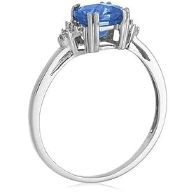 Blue-Topaz and Diamond Ring 41ShoTMPA L. AA280 10k Choice of White or Yellow Gold, December Birthstone, Blue Topaz and Diamond Ring