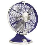 Hunter Rockefeller High-Performance Oscillating Table Fan, 12 Inches, 3-Speed, Blue, 90044