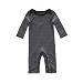 Tea Collection Long Sleeve Tether Stripe Romper, Graphite 3-6 Months