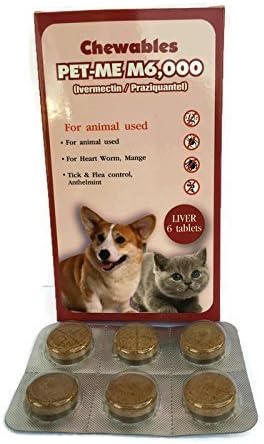 Petme M6,00 Flea &amp; Tick Control Chewables Liver Flavor for Dogs &amp; Cats 11-77 Lbs.