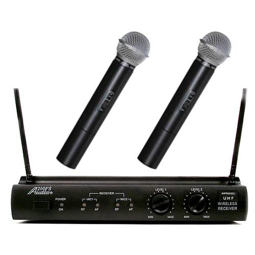Audio2000 Awm6032u UHF Dual Channel Wireless Microphone System with Two Handheld Mic