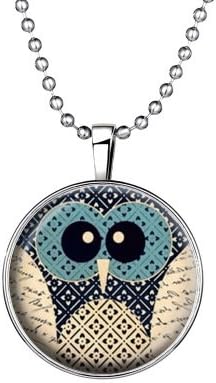 InPack Glow in the Dark Owl &amp; Script Round Pendant Necklace with 23.6" Bead Chain