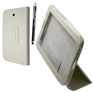 FOR SAMSUNG GALAXY NOTE 8.0' N5100 N5110 WHITE PU LEATHER MAGNETIC FLIP CASE COVER + FREE STYLUS