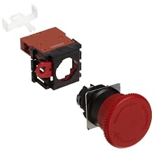 Omron A22E-M-01 Emergency Stop Operation Unit and Switch, Screw Terminal, IP65 Oil-Resistant, Non-Lighted, Push-Lock Turn-Reset Operation, Red, 40mm Diameter, Single Pole Single Throw Normally Closed Contacts