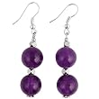 Handmade Purple Amethyst Dangle Earrings With Faceted Silver Beads