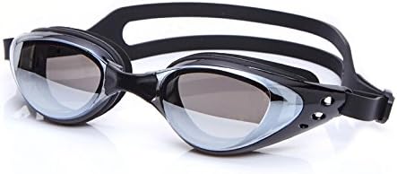Superhappy Adult Anti-fog Big Frame Swimming Goggles with the Electroplating Lenses (Black)