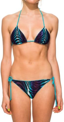Freegun Womens Sexy Zebra Print Bikini Swimsuit Set Blue Medium