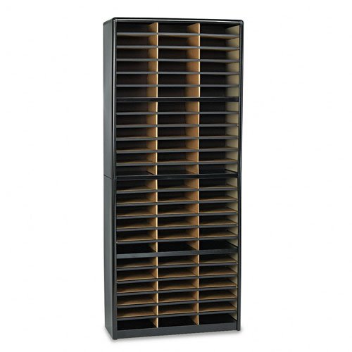 Safco Products - Safco - SteelFiberboard Literature Sorter 72 Sections 32 14 x 13 12 x 75 Black - Sold As 1 Each - Steel shell and support shelves add stability and durability - Letter size compartments are made from corrugated fiberboard - Wide shelf fro
