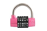 Wordlock PL-037-SL 5-Dial Padlock Breast Cancer Awareness, Pink
