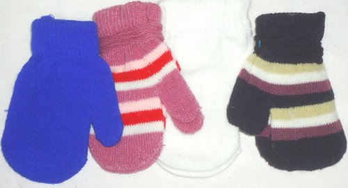 Mglv088 Set of Four Multicolor One Size Magic Mittens for Infants Ages 3-12 Months