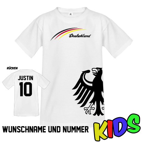 DEUTSCHLAND FAN SHIRT – 01 – WUNSCHNAME UND NUMMER – KIDS – T-SHIRT by Kids-Jayess Gr. 98/104