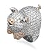 Rhodium Plated CZ Pig Ring in Sterling Silver