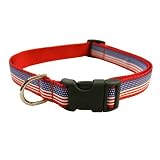 Large American Flag Dog Collar: 1 wide, Adjusts 18-28.
