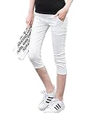 【TPGROWIN】 マタニティウェア パンツ スキニーパンツ 妊婦 妊婦服 7分丈 レギンス ズボン ボトムス ウエストゴム ストレッチ チノパンツ 全5色 (M, ホワイト)