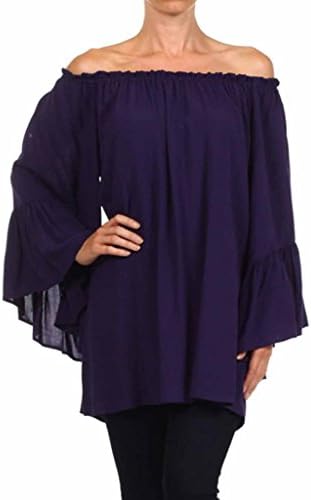 Social Butterfly Collection One Size Big Bell Sleeve Top One size Navy Blue