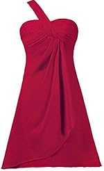 Short One Shoulder Chiffon/Satin Asymmetric Empire   Waistline 2015 Bridesmaid Dress 