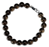 Sterling Silver 8mm Smoky Quartz Bead Bracelet, 7.5"