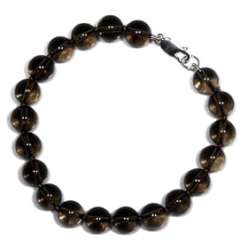 Sterling Silver 8mm Smoky Quartz Bead Bracelet, 7.5 by Amazon.com Collection