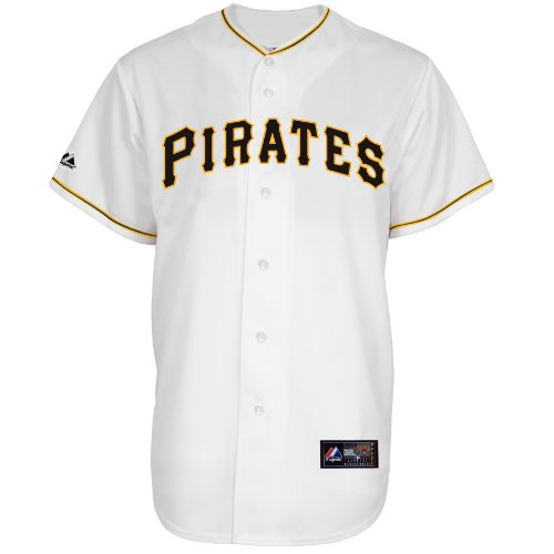 MLB Youth Pittsburgh Pirates Ryan Doumit White Home Short Sleeve 6 Button Synthetic Replica Baseball Jersey Spring 2011  (White, Large)