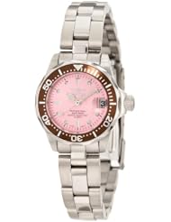 Invicta Womens 11443 Pro Diver Mini Pink Dial Stainless Steel Watch