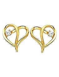 Pair of 14K Yellow Gold Diamond Heart Earrings - 0.06 Ct. -- LIFETIME WARRANTY