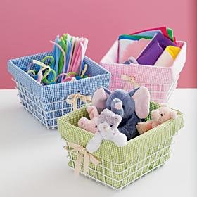 Kids White Wire Storage Baskets & Liners - Shelf Basket (White) 10.5 x 9 x 6.25h