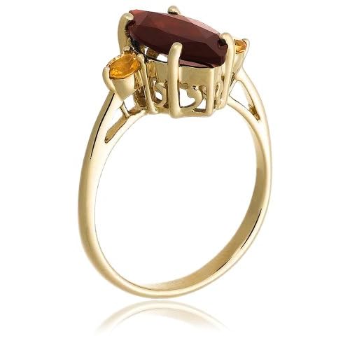 10k Yellow Gold Garnet and Citrine Ring