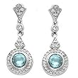 14K White Gold Aquamarine and Diamond Earrings