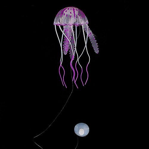 Fish Aquarium Decor Jellyfish Aquarium Decoration Artificial Glowing Effect Fish Tank Ornament "Purple" No.12