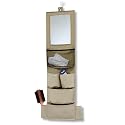 Multi Purpose HANGING MIRROR ORGANISER - STONE COLOUR - Hangs over the door or on a wall hook