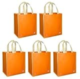 Reusable Grocery Tote Bags 5 Pack, Orange Contrast Trim Combo Reusable Grocery Tote Bags 5 Pack, Orange Contrast Trim Combo