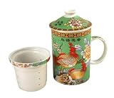 Oriental Tall Tea Cup with Filter - Chinese Birds
