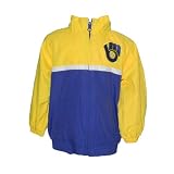 MLB Milwaukee Brewers Baby / Infant Athletic Zip-Up Coat / Jacket with Embroidered Logo - Yellow & Blue (Size: 2T)
