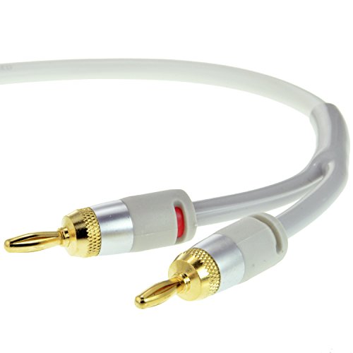Mediabridge 16AWG ULTRA Series Speaker Cable with Dual Gold Plated Banana Tips (18 Feet) - CL2 Rated - High Strand Count Copper (OFC) Construction - White [New and Improved Version] (Part# SWT-18W )
