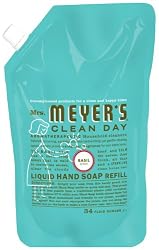 Mrs. Meyer's Clean Day Liquid Hand Soap Refills, Basil, 1 Liter, 34 oz.(Pack of 6)