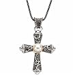 Sterling Silver and 14K Yellow Gold Freshwater Cultured Pearl Cross Necklace