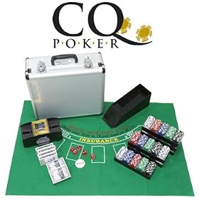 CQ Deluxe 600 11.5g Poker Chip Set inc Shuffler, Felt, Cards, Die and Case