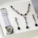Henley Glamour Ladies Lilac Watch, Necklace and Earrings Set in A Fancy Presentation Box